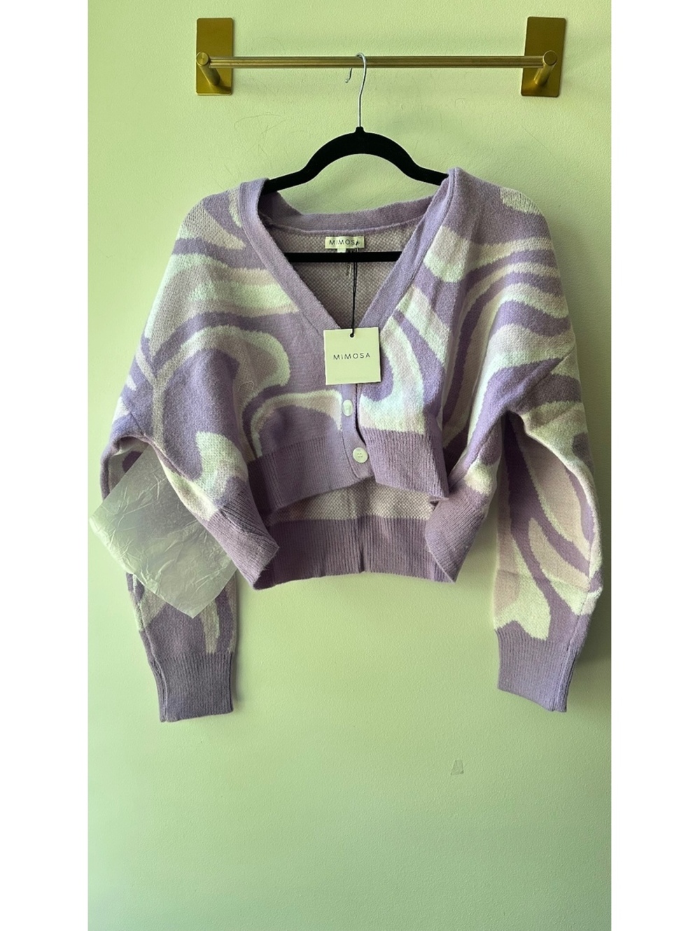 Mimosa Lavender Zebra Print Cropped Cardigan 24” PTP Size S | 320